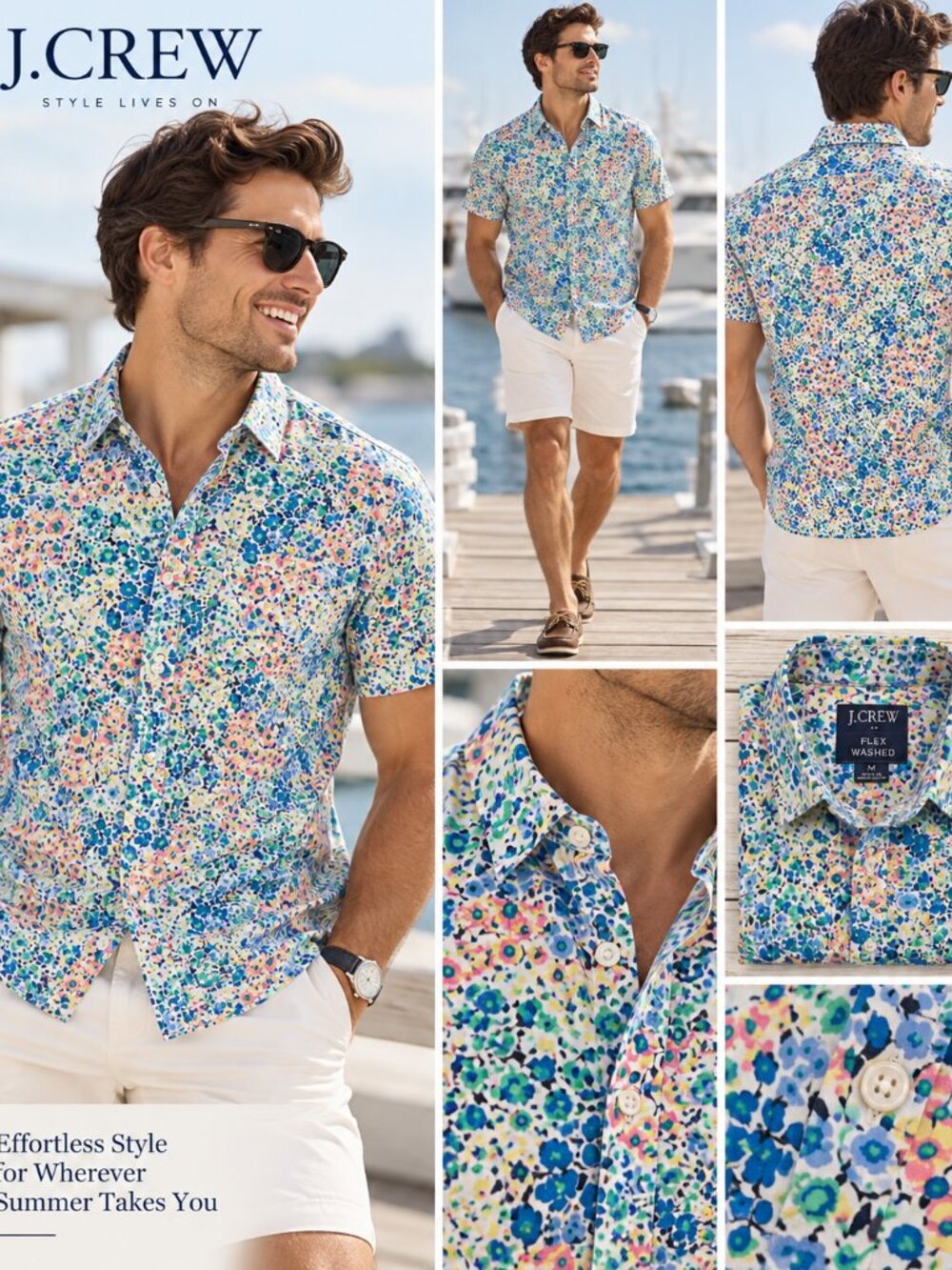 J.Crew Flex Washed Slim Fit Floral Short Sleeve Button-Up Shirt